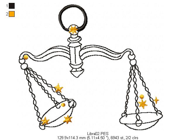 Libra Constellation - Redwork