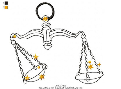Libra Constellation - Redwork