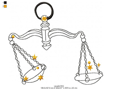 Libra Constellation - Redwork
