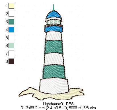 Lighthouse - Fill Stitch - Machine Embroidery Design