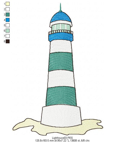 Lighthouse - Fill Stitch - Machine Embroidery Design