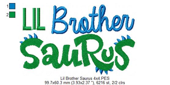 Lil, Mid and Big Brother Saurus - Fill Stitch - Set of 3 designs