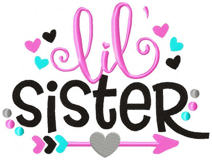 Lil Sister Arrow and Hearts - Fill Stitch