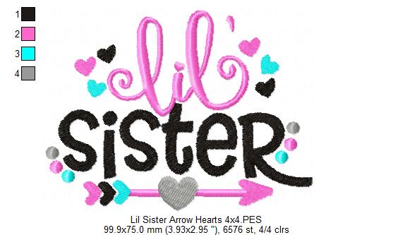 Lil Sister Arrow and Hearts - Fill Stitch