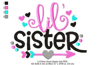 Lil Sister Arrow and Hearts - Fill Stitch