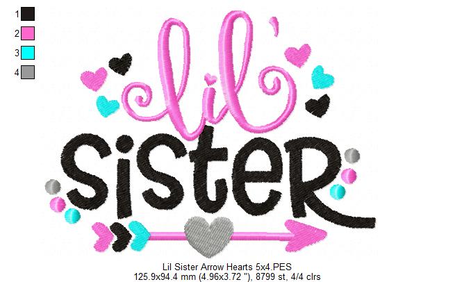 Lil Sister Arrow and Hearts - Fill Stitch