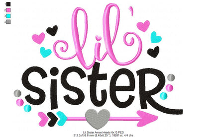 Lil Sister Arrow and Hearts - Fill Stitch