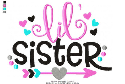 Lil Sister Arrow and Hearts - Fill Stitch