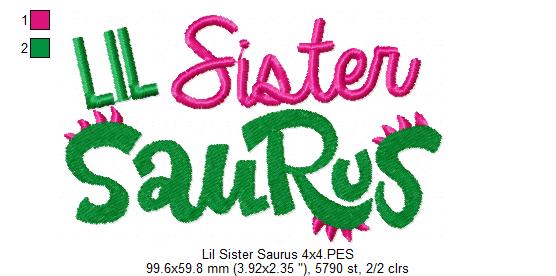 Lil, Mid and Big Sister Saurus - Fill Stitch - Set of 3 designs