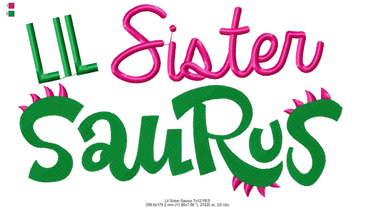 Lil, Mid and Big Sister Saurus - Fill Stitch - Set of 3 designs