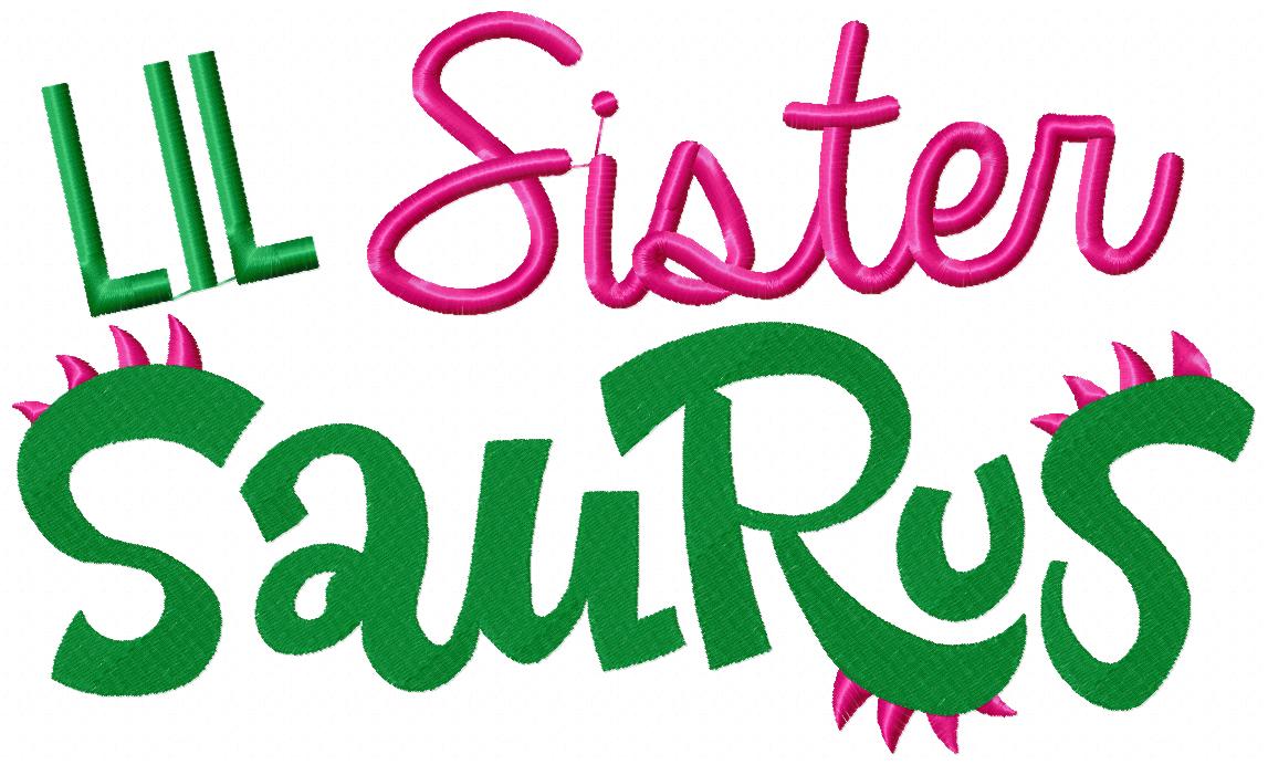 Lil, Mid and Big Brother and Sister Saurus - Fill Stitch - Set of 6 designs