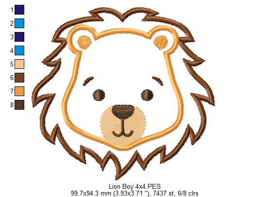 Sweet Lion Face – Appliqué – Machine Embroidery Design