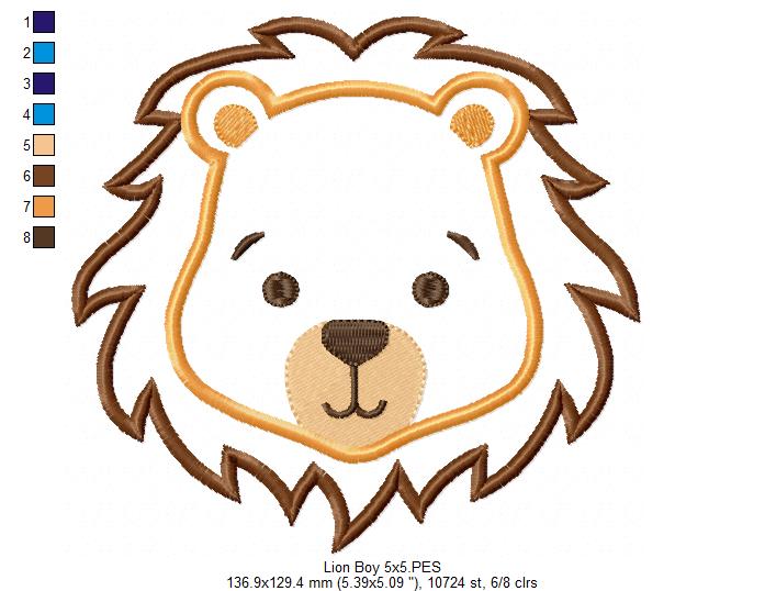 Sweet Lion Face – Appliqué – Machine Embroidery Design