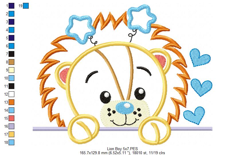 Baby Lion Boy - Applique Embroidery