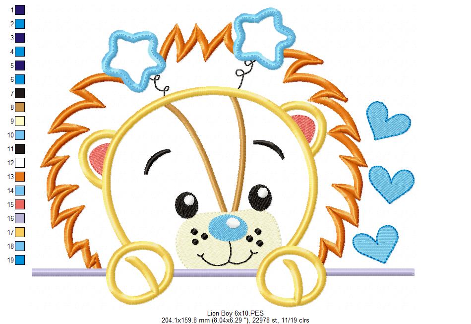 Baby Lion Boy - Applique Embroidery