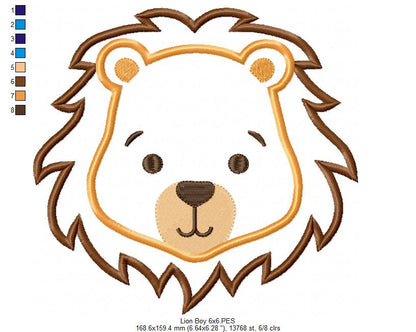 Sweet Lion Face – Appliqué – Machine Embroidery Design
