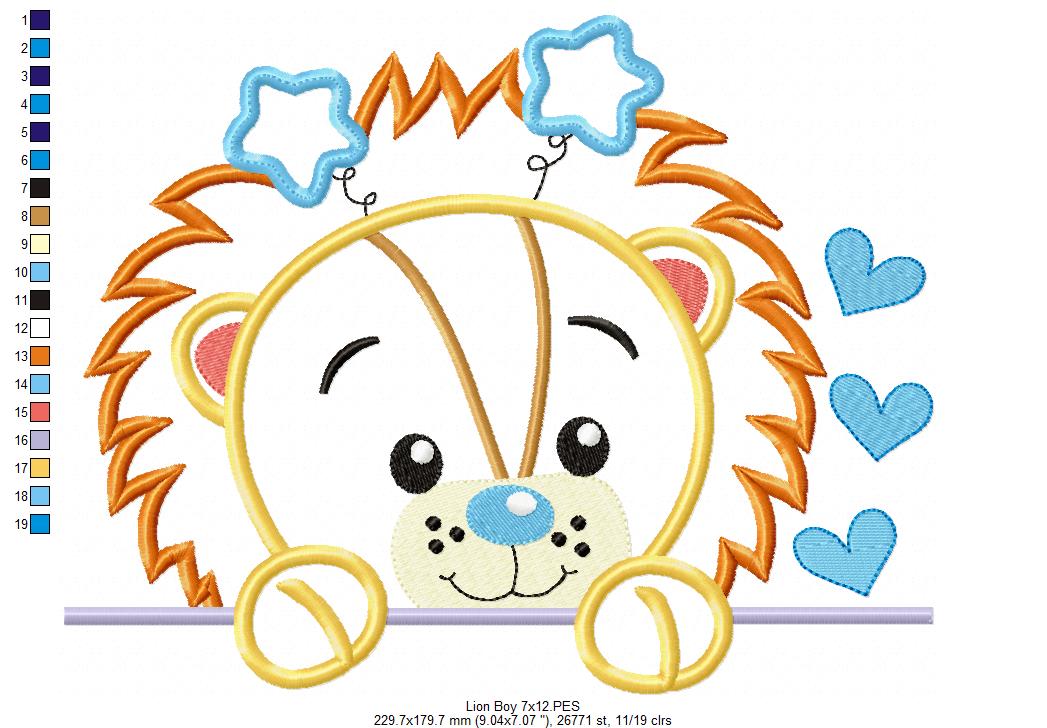 Baby Lion Boy - Applique Embroidery