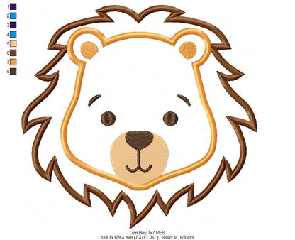 Sweet Lion Face – Appliqué – Machine Embroidery Design