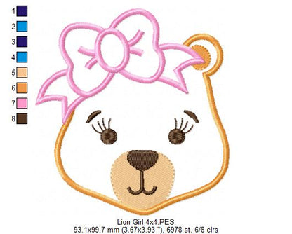 Lion Girl and Boy - Set of 2 designs  - Applique