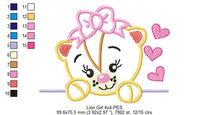Lion Girl and Boy - Set of 2 designs  - Applique