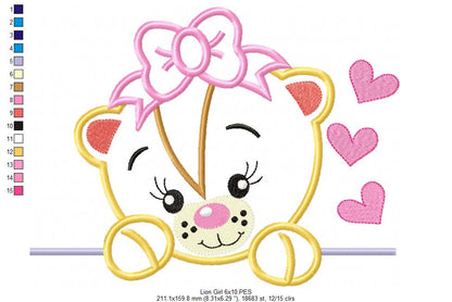 Lion Girl and Boy - Set of 2 designs  - Applique