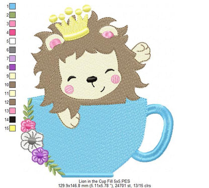 Prince Lion in the Cup - Fill Stitch