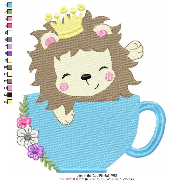 Prince Lion in the Cup - Fill Stitch