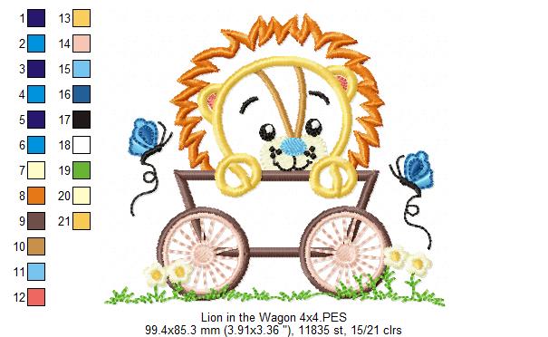 Lion Boy in the Wagon  - Applique