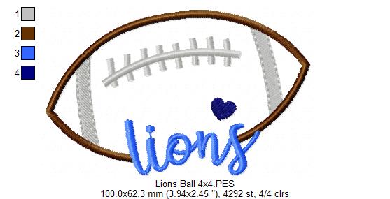 Sweet Lions Football Name – Satin Stitch – Machine Embroidery Design