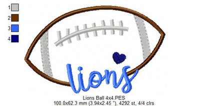 Sweet Lions Football Name – Satin Stitch – Machine Embroidery Design