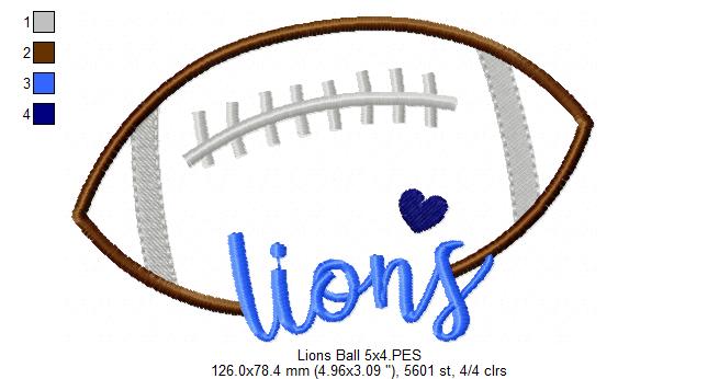 Sweet Lions Football Name – Satin Stitch – Machine Embroidery Design