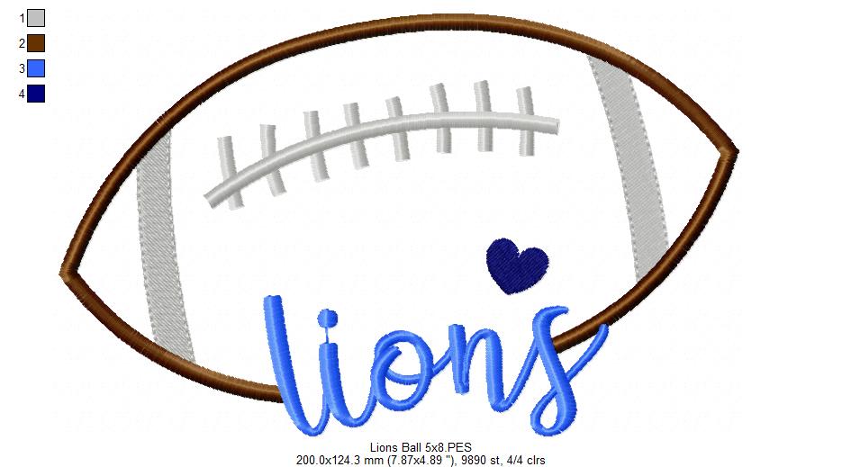 Football Lions Ball - Fill Stitch
