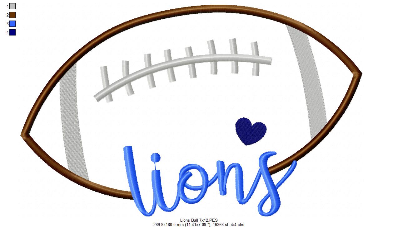 Sweet Lions Football Name – Satin Stitch – Machine Embroidery Design