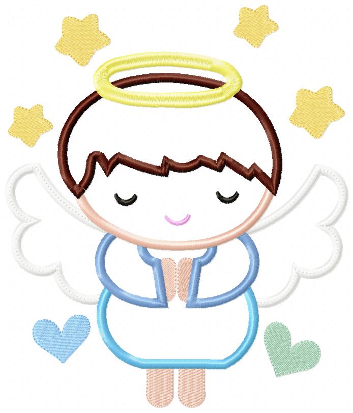 Little Angel Boy Smiling - Applique