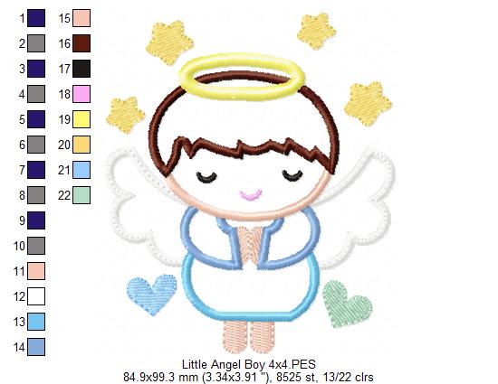 Little Angel Boy Smiling - Applique