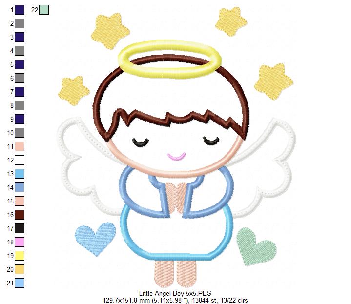Little Angel Boy Smiling - Applique