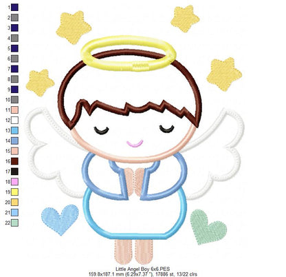 Little Angel Boy Smiling - Applique