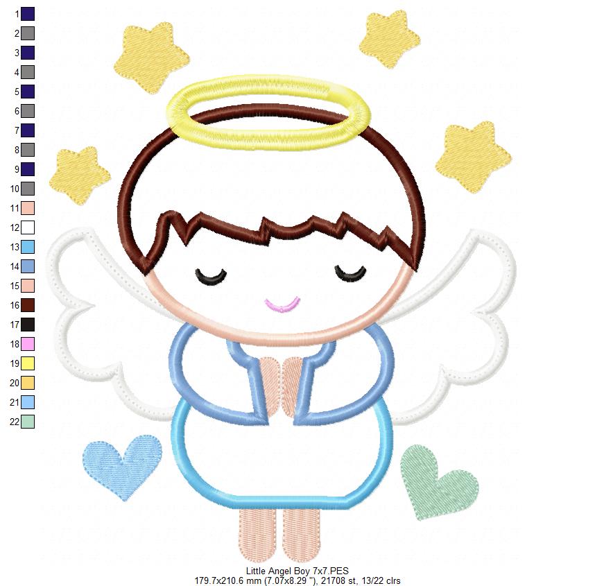 Little Angel Boy Smiling - Applique