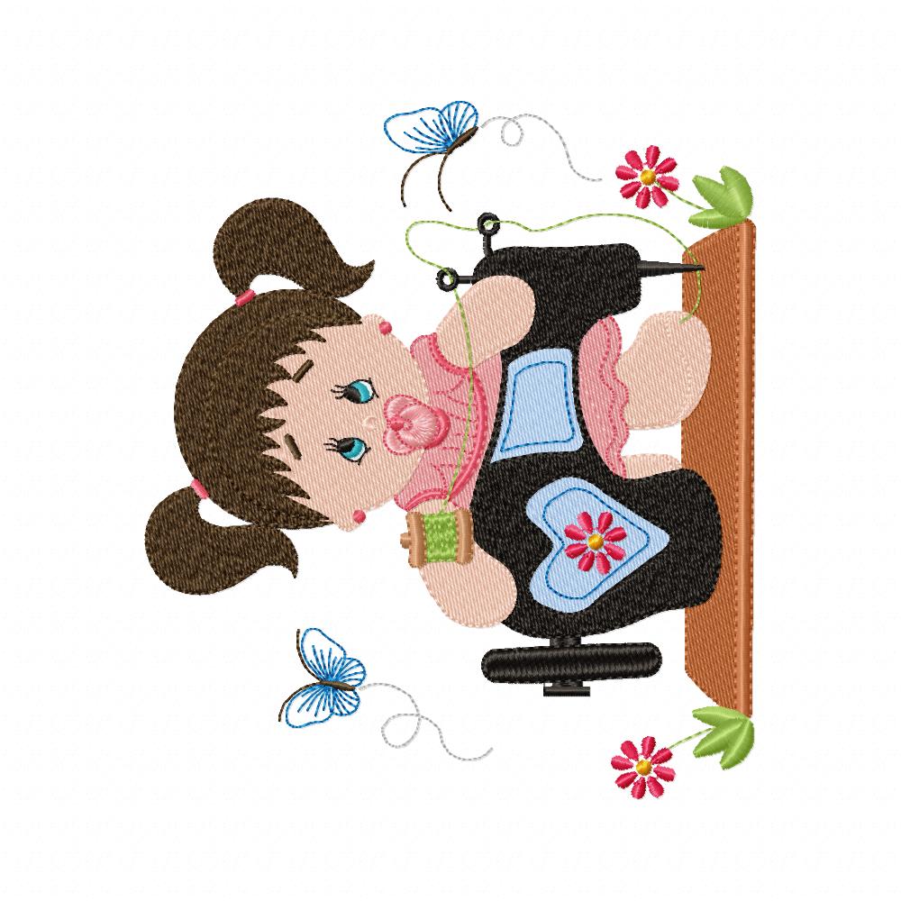 Baby Girl Sewing - Fill Stitch