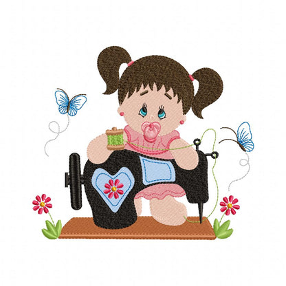 Baby Girl Sewing - Fill Stitch