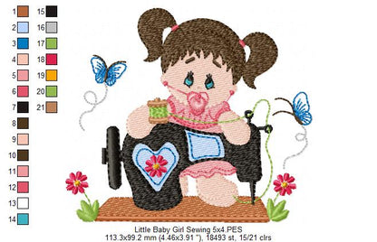 Baby Girl Sewing - Fill Stitch