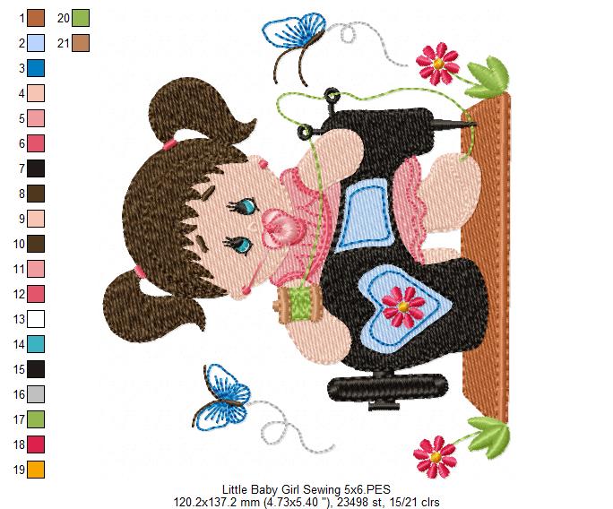 Baby Girl Sewing - Fill Stitch