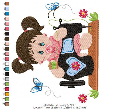 Baby Girl Sewing - Fill Stitch