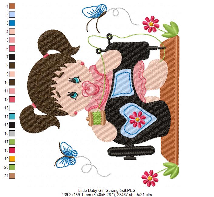 Baby Girl Sewing - Fill Stitch