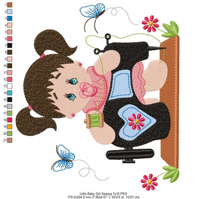 Baby Girl Sewing - Fill Stitch