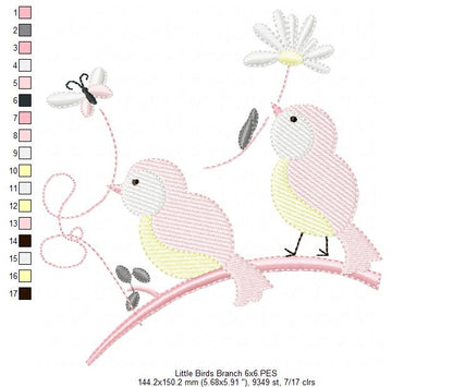 Two Little Birds on a Branch - Fill Stitch
