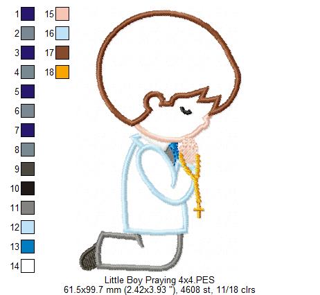 Boy Praying First Communion - Applique