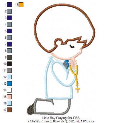 Boy Praying First Communion - Applique