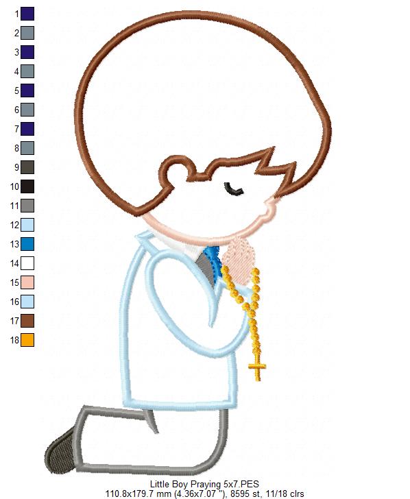 Boy Praying First Communion - Applique
