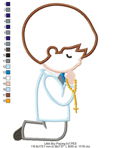 Boy Praying First Communion - Applique